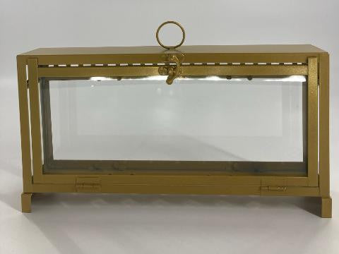 Glass Menorah House-Gold-12.5"W x 7"H x 2.5" (M-GL5008)