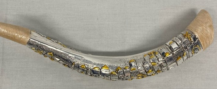Karshi Electroforming Jerusalem Yeminite Shofar (White) with Stand (592)