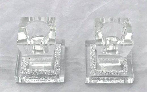 Square Crystal Candle Sticks with Stones (CS-X2591B)