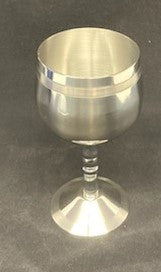 Stainless Steel Kiddush Cup W/Plate - Silver Stripe (KC-AVI109S)