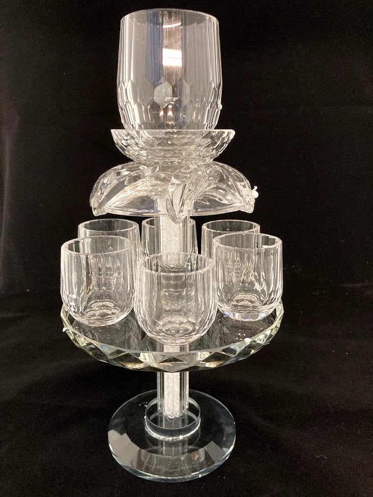 6 Cup Crystal Kiddush Fountain On Foot (SHB-12378)
