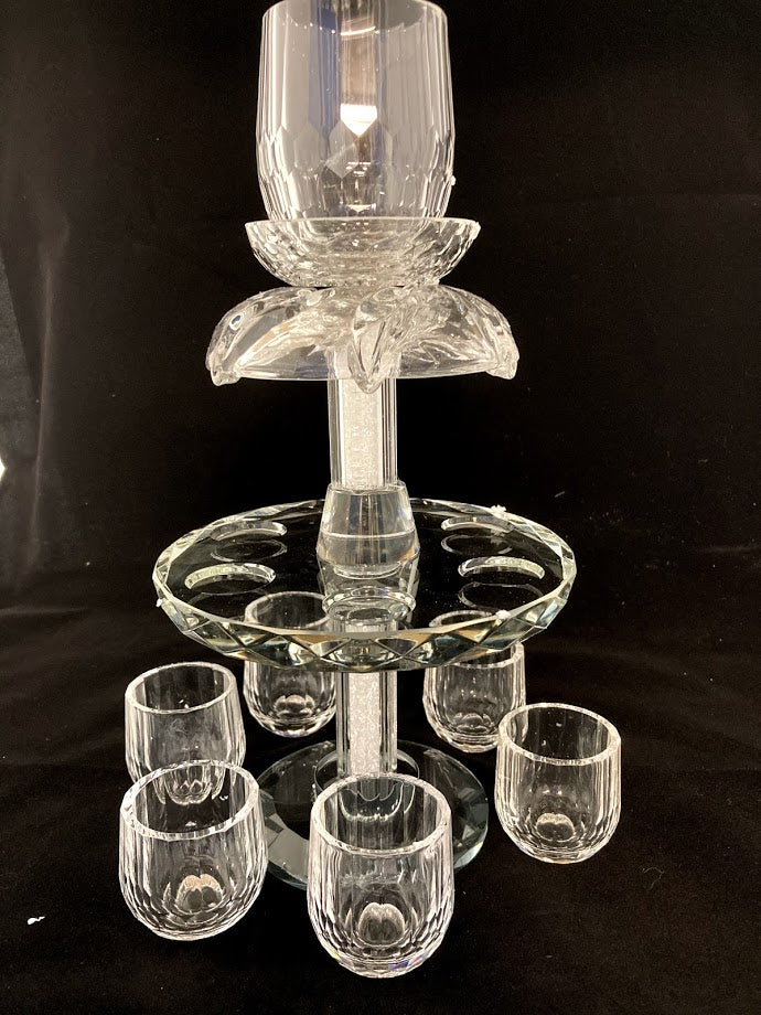 6 Cup Crystal Kiddush Fountain On Foot (SHB-12378)