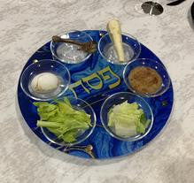 Acrylic Seder Plate Blue/Gold (P-SHAASP1)