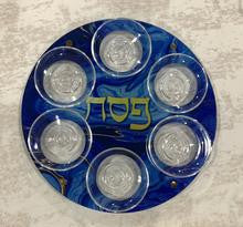 Acrylic Seder Plate Blue/Gold (P-SHAASP1)