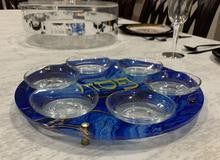 Acrylic Seder Plate Blue/Gold (P-SHAASP1)