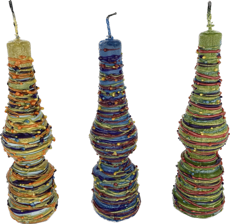 Torch Shape Havdallah Candle Drip Wax Design (Asst. Colors) (HV-HMCTD)