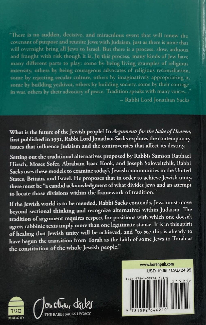 Arguments For The Sake Of Heaven, Rabbi Jonathan Sacks P/B (BKE-AFTSOHPB)