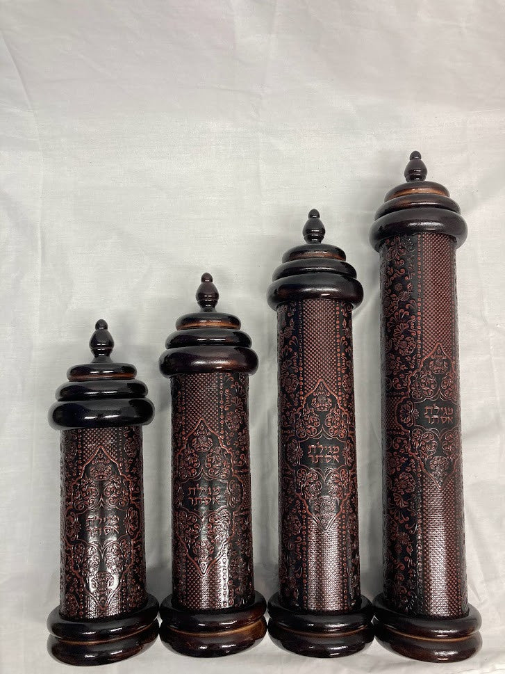 Leather & Wood Megillah Holder 8" -Point Cover(MG-EYP08)