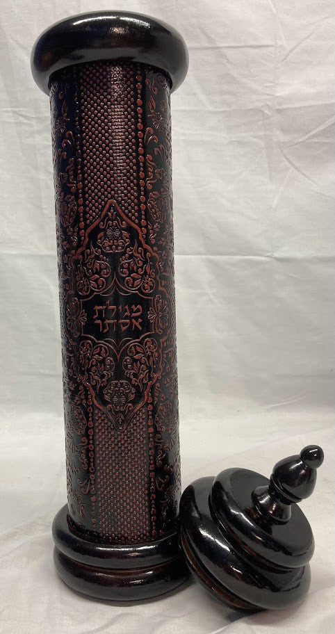 Leather & Wood Megillah Holder 12" -Point Cover(MG-EYP12)
