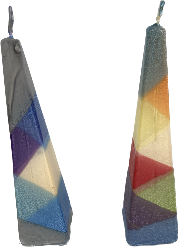 Pyramid Shape Havdallah Candle Triangle Color Design (Asst. Colors) (HV-HMCPC)