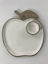 White Enamel Apple Tray/Honey Dish (HD-X4517W)