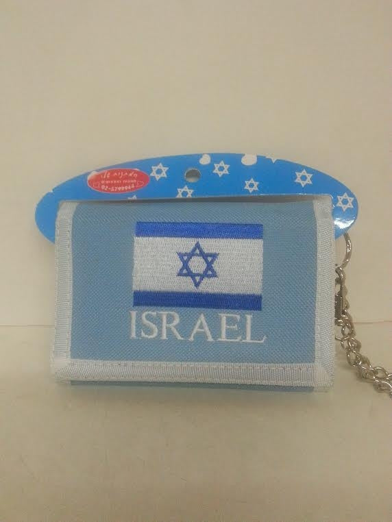 Wallet With Israeli Flag Velcro Light Blue (I-IW)