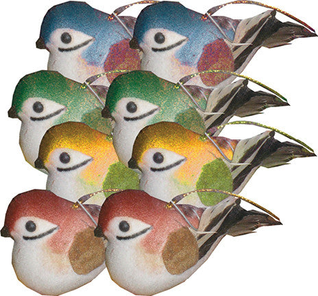 3.5" set of 8 colored birds (L100040)