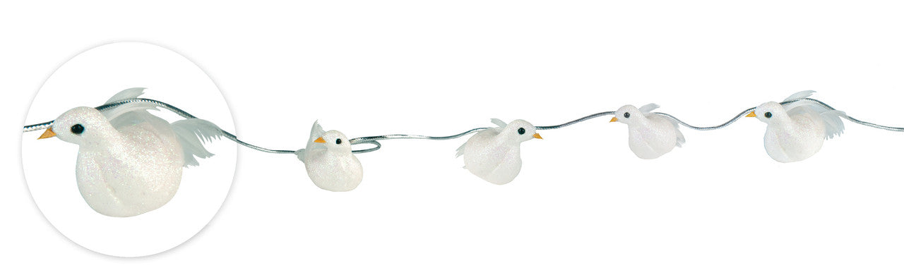 9' Dove garland with 10 4" doves (L100081)