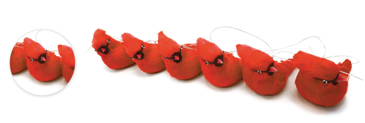 9' Cardinals garland with 6 7" cardinals (L100082)