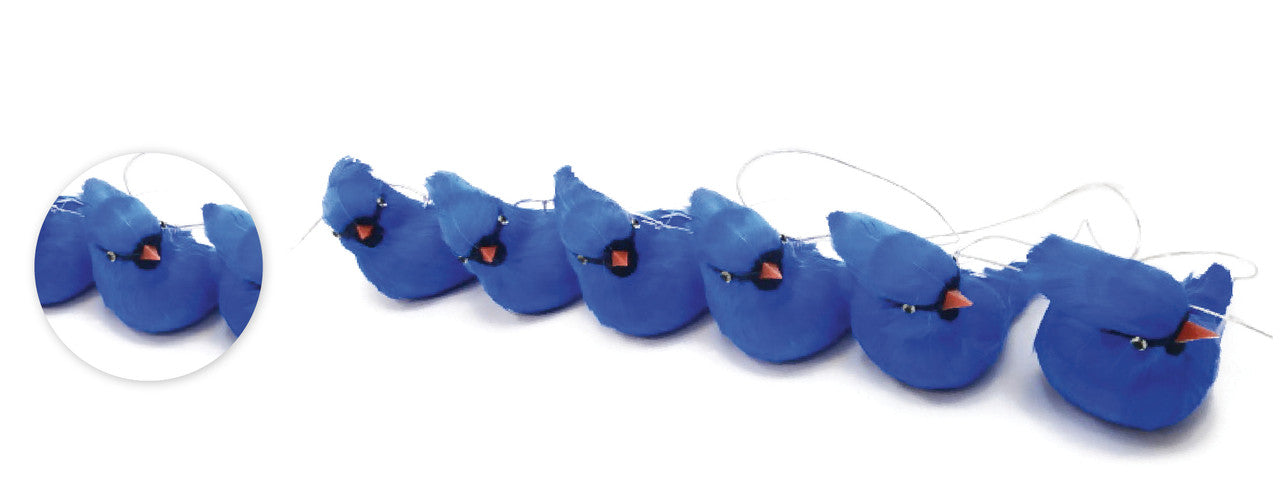 9' Blue Jay garland with 6 7" blue jays (L100102)