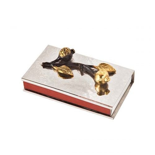 Emanuel Large Hammered Matchbox Holder w/ Pomegranate Branch (EM-MBB1)
