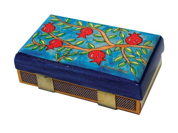 Light Blue Pomegranates Match Box
