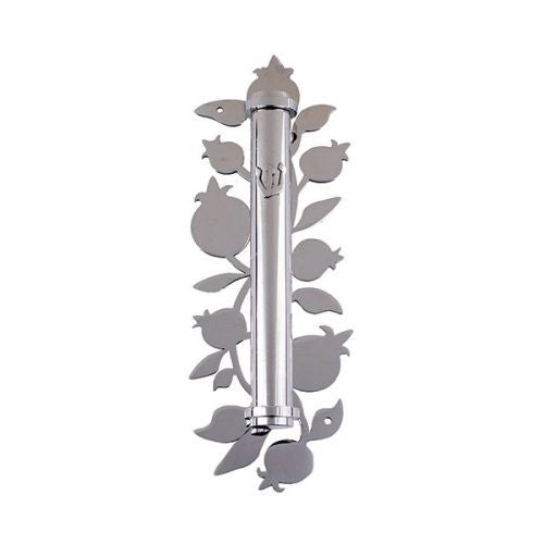 Emanuel Mezuzah Case w/ Metal Cutout-Pomegranate (EM-MZT1)