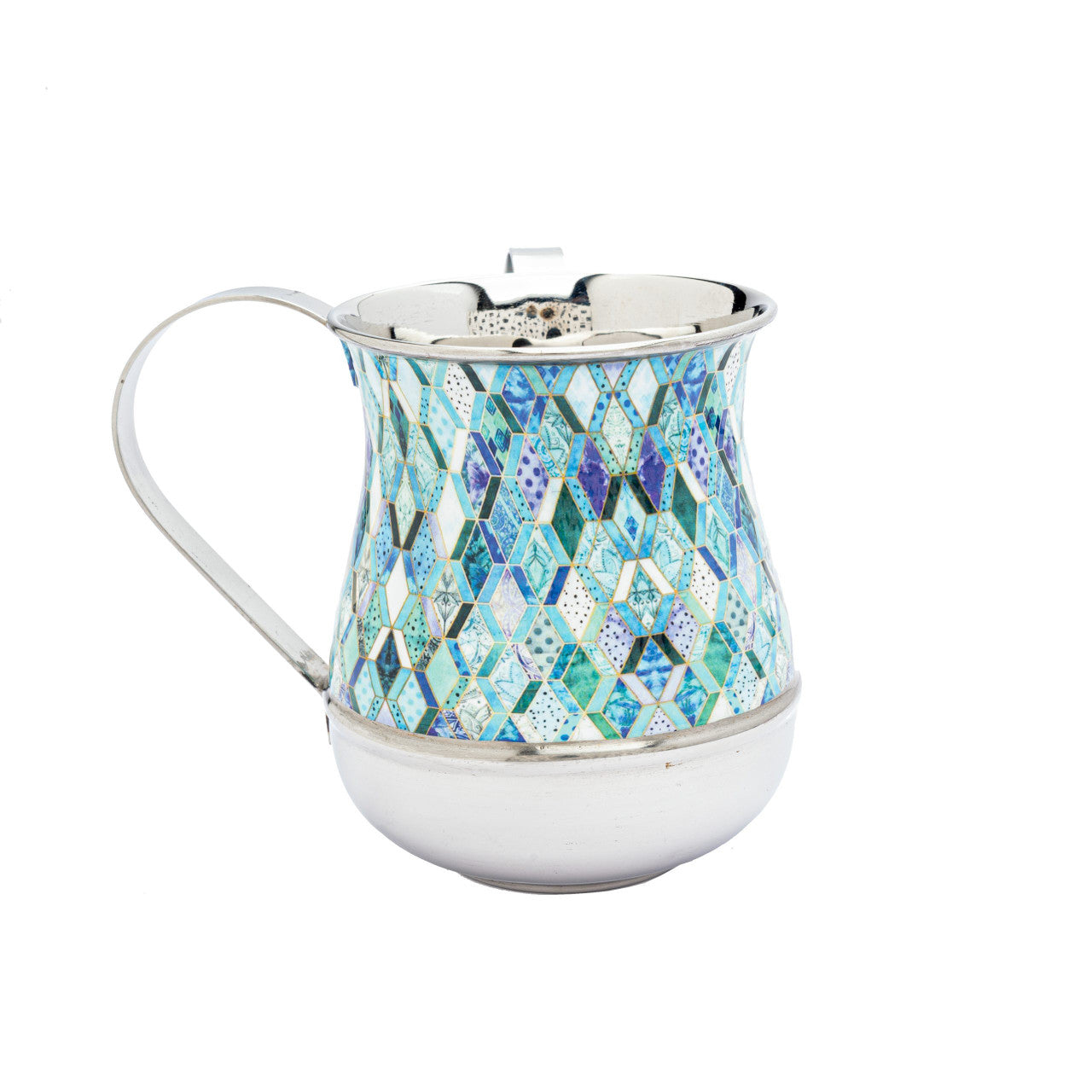 Emanuel Metal Washing Cup-Blue-Abstract Design (EM-NY4)