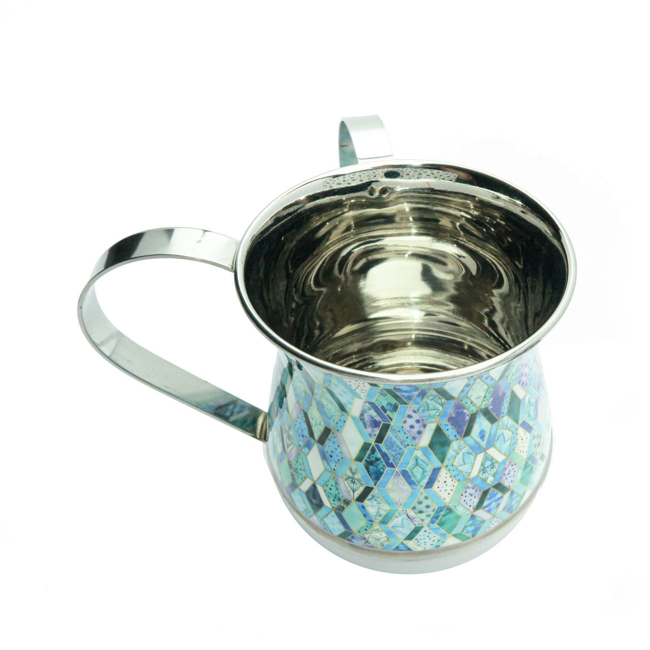 Emanuel Metal Washing Cup-Blue-Abstract Design (EM-NY4)