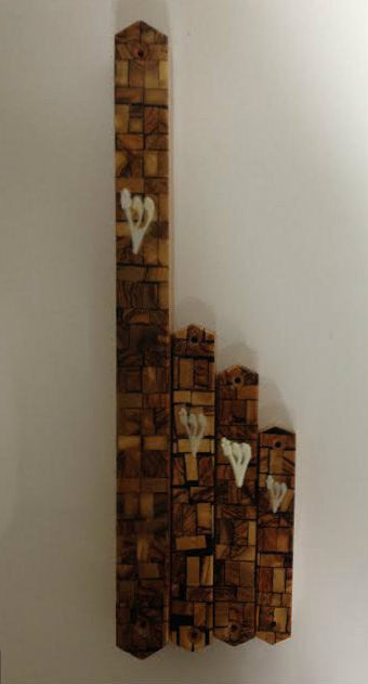 Olive Wood Mezuzah Case- Kotel Print 24cm (MZ-OWM24)