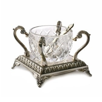 Crystal Salt Dish on Stand w/ Spoon (MC-P221)