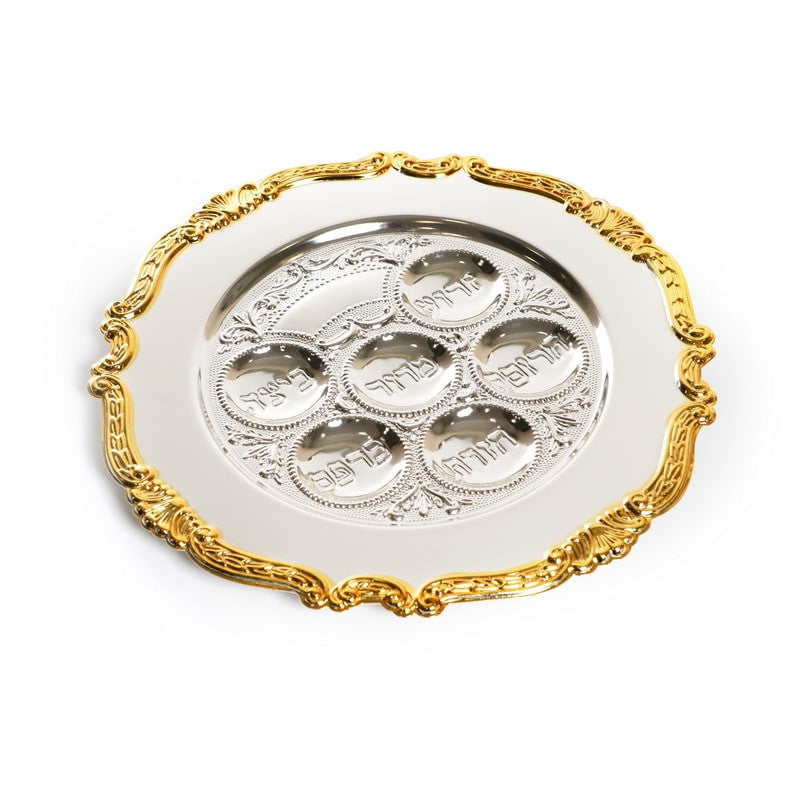 Paldinox S/P Seder Plate-- 13"- Gold Stripe (P-P354GR)