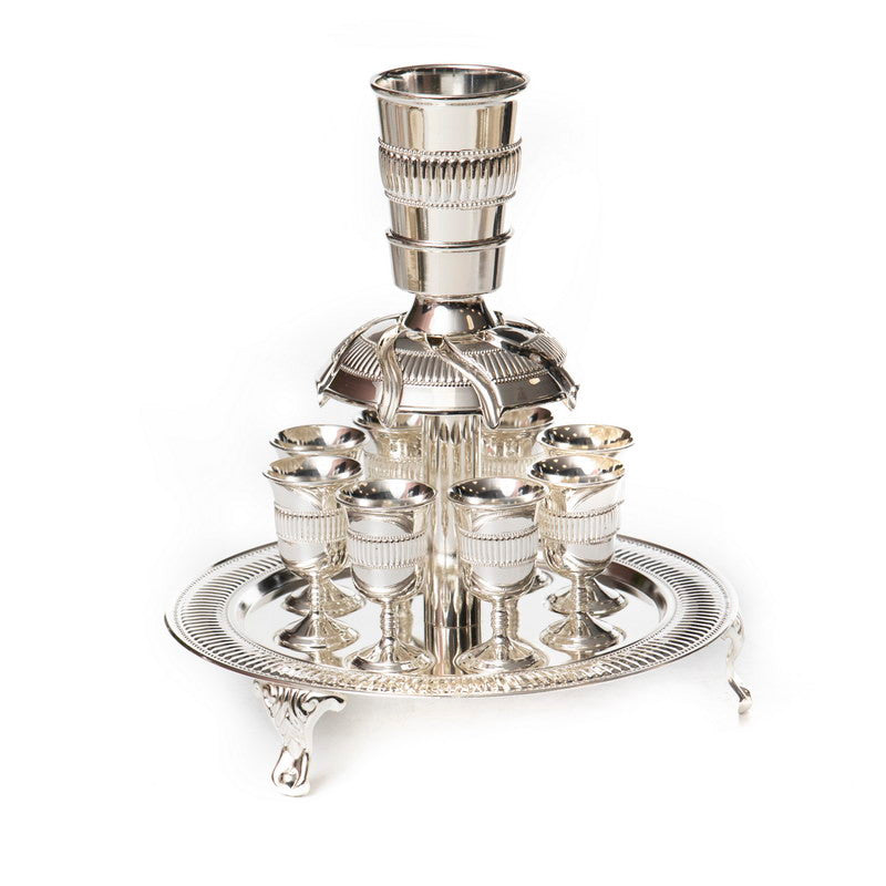 Silverplate 8 cup Wine Fountain W/ Stem-Lines Design (SHB-P588A)