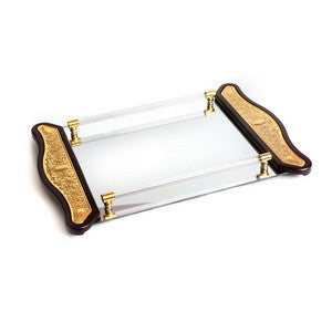 Goldplate And Wood Mirror Candlestick Tray (CP-P725KZ)