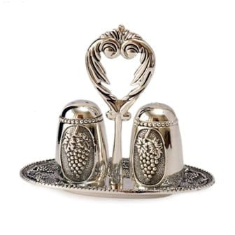Salt and Pepper Shaker on Tray-Antique-Grape Design (MC-P921)