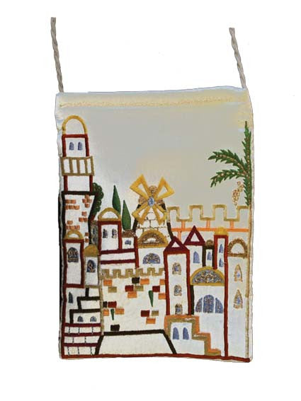 White Jerusalem Embroidered Bag (EM-PB1W)