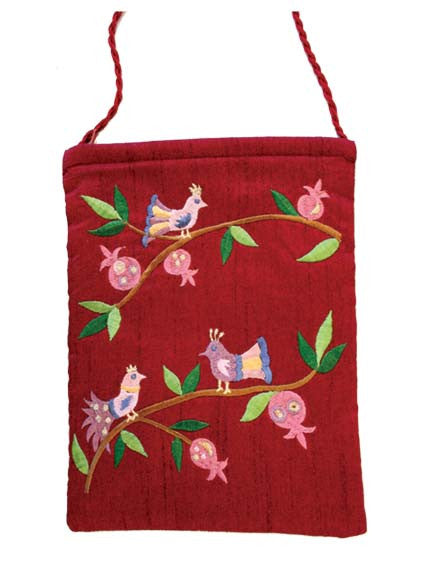 Maroon Birds Embroidered Bag (EM-PB2M)