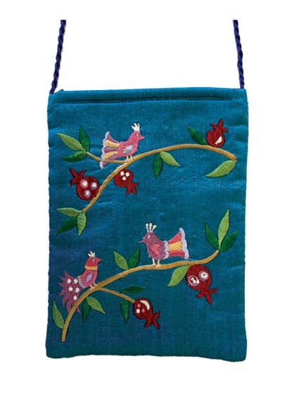 Turquoise Birds Embroidered Bag (EM-PB2T)