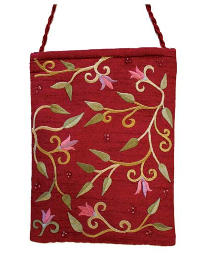 Maroon Flowers Embroidered Bag (EM-PB3M)