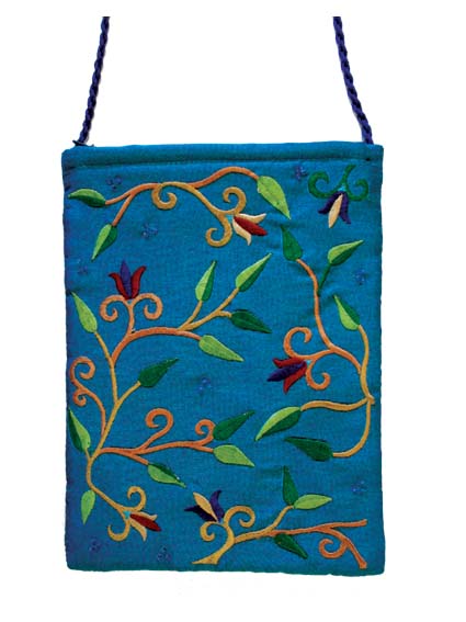 Turquoise Flowers Embroidered Bag (EM-PB3T)