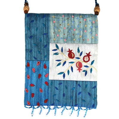 Blue Pomegranate Applique Embroidered Bag