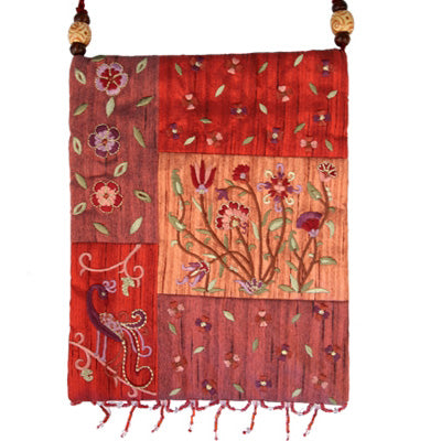 Red Floral Applique Embroidered Bag