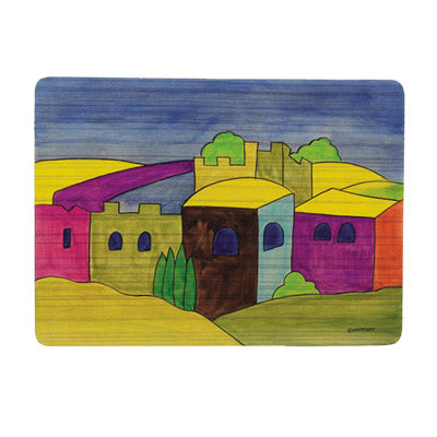 Buildings Wooden Hand-Painted Placemat