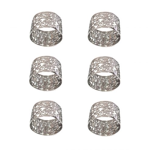 Emanuel Lace Napkin Rings, Set of 6- Pomegranate-Silver(EM-RA1)