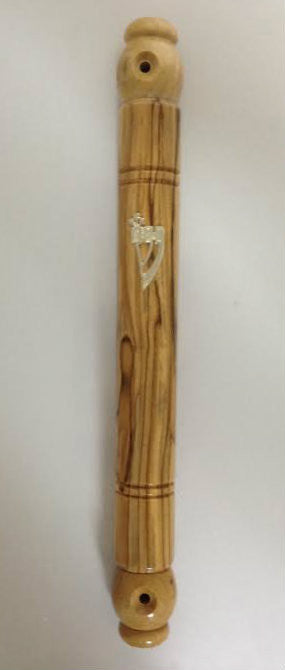 Round Olive Wood Mezuzah Case 15cm (MZ-RWM15)