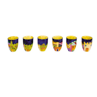 Night Jersalem Set of Six Small Wooden Cups