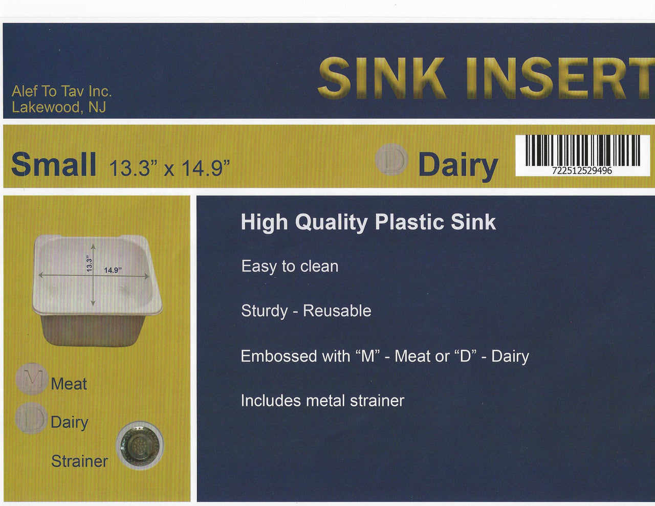 Small Sink Insert 14.75"x13.75"-Dairy (P-SIS-D)