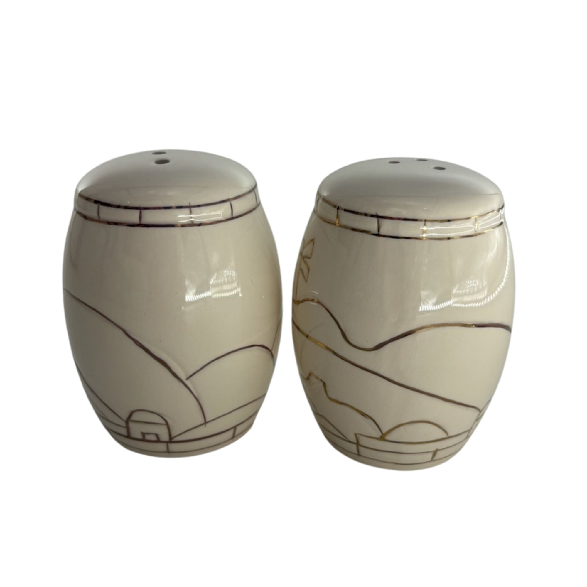 Karshi Ceramic Salt & Pepper Shaker-Jerusalem-Gold (5957)