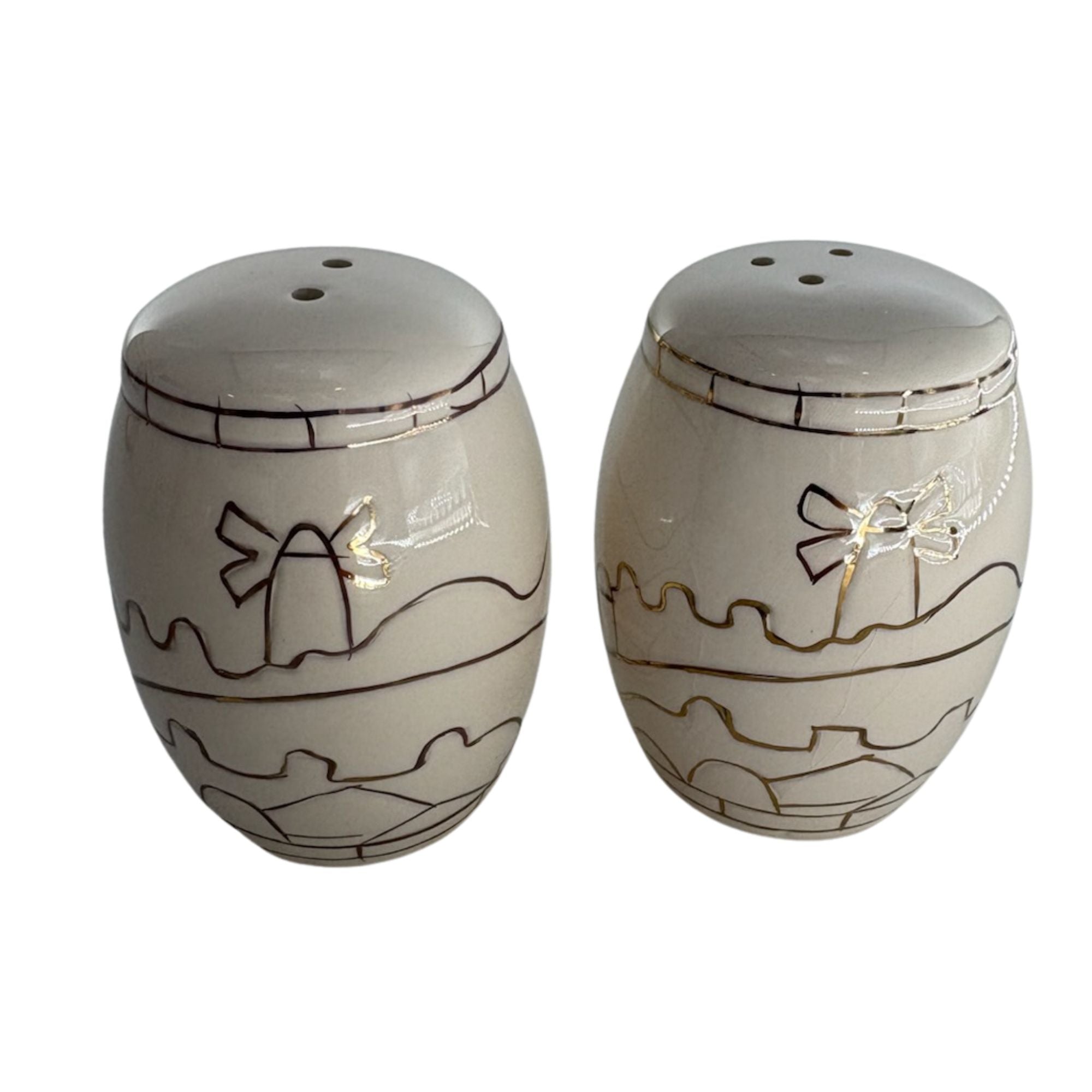 Karshi Ceramic Salt & Pepper Shaker-Jerusalem-Gold (5957)