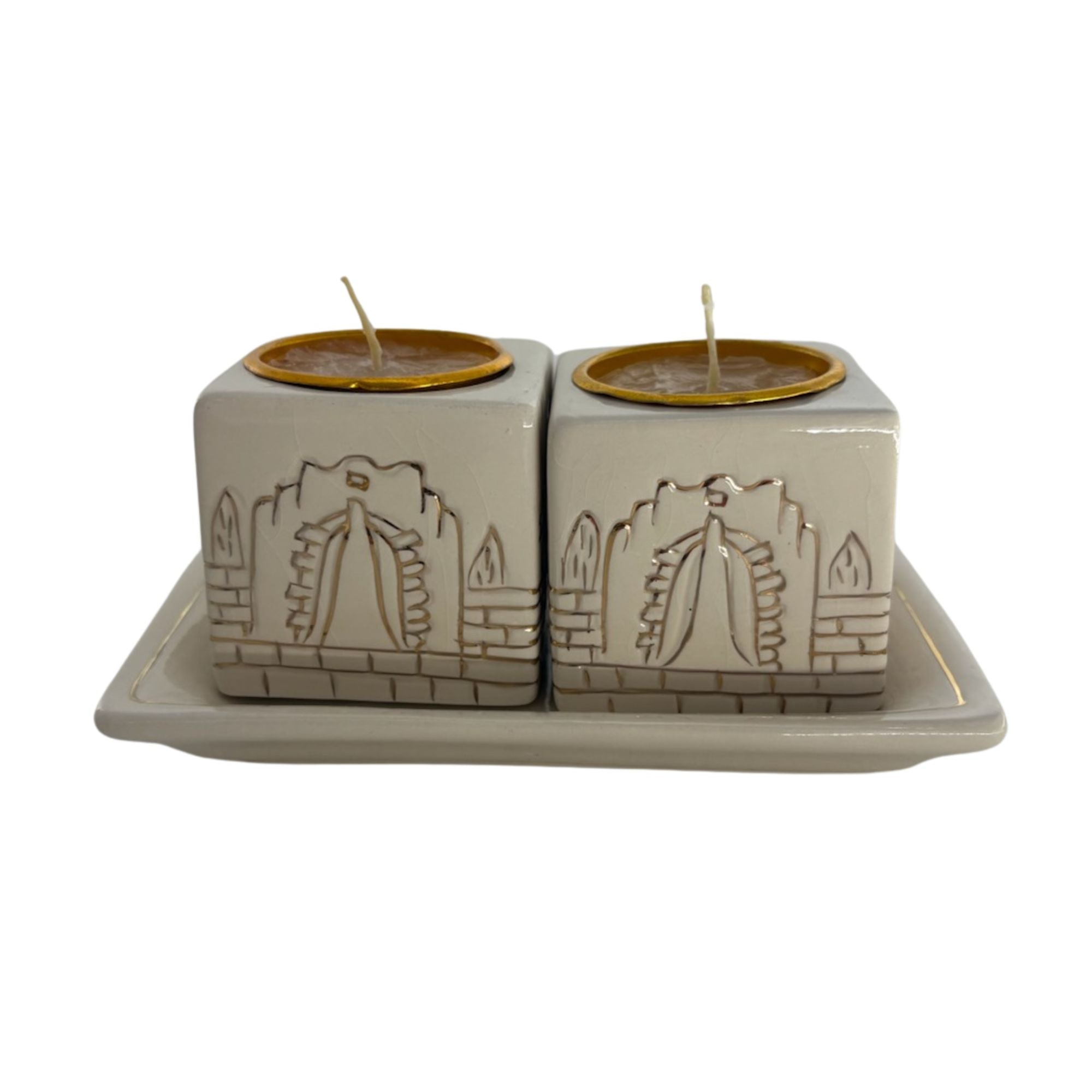 Karshi Ceramic Candle Holders With Tray(CS-5966)