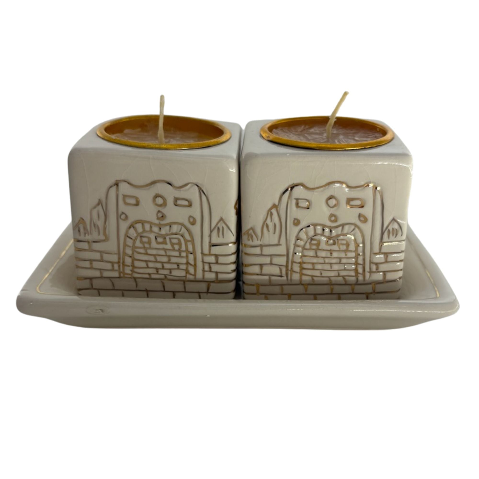 Karshi Ceramic Candle Holders With Tray(CS-5966)