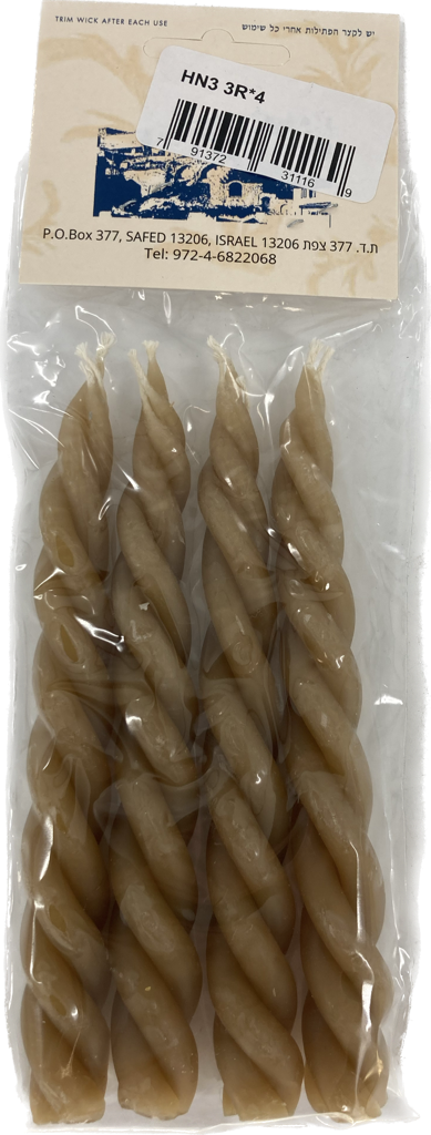 Havdalah Candle Round 4pk Natural Color 6" (HV-HN3R)