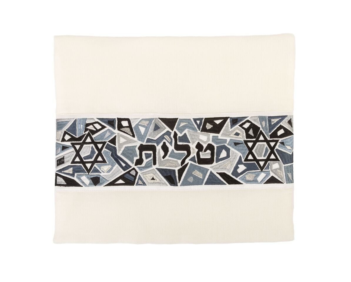 Emanuel Embroidered Tallit Magen David Design-- Black (EM-TAE1BL)