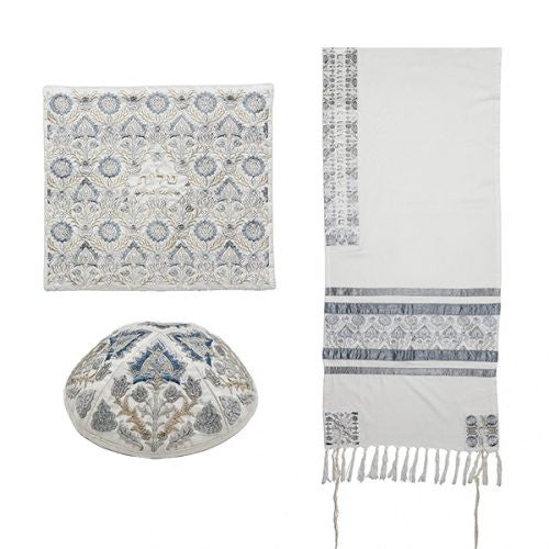 Emanuel Full Embroidered Tallit-Antique Silver (EM-TAH6S)